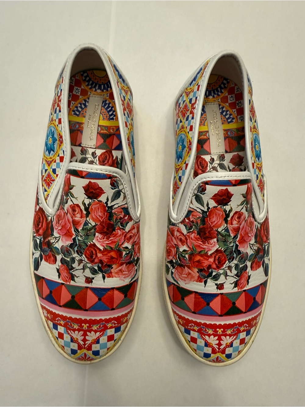Dolce & Gabbana White Multi Floral Slip-On Girl’s Sneakers Size EU 33/ US 1,5